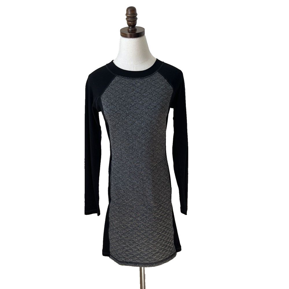 Smartwool Quilted Long Sleeve Dress Womens Diamond Peak Size XS Gray Black